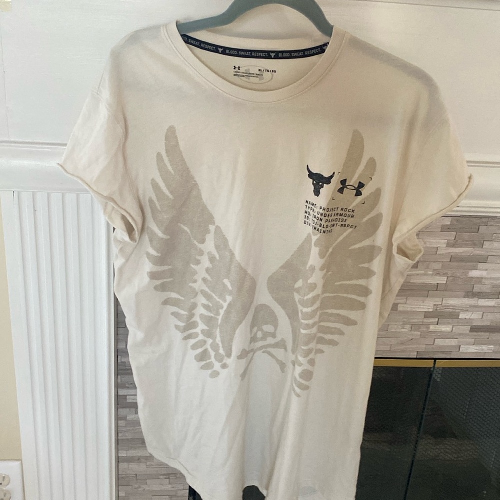 XL Under Armour Men's Project Rock Cutoff T-Shirt Wings Stone